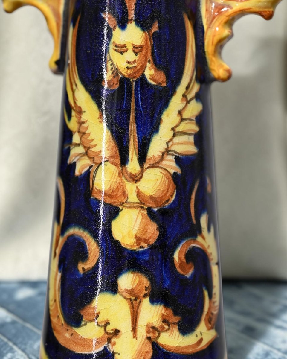 Coppia Di Candelieri In Ceramica Policroma - Italia Inizio XX Secolo-photo-4